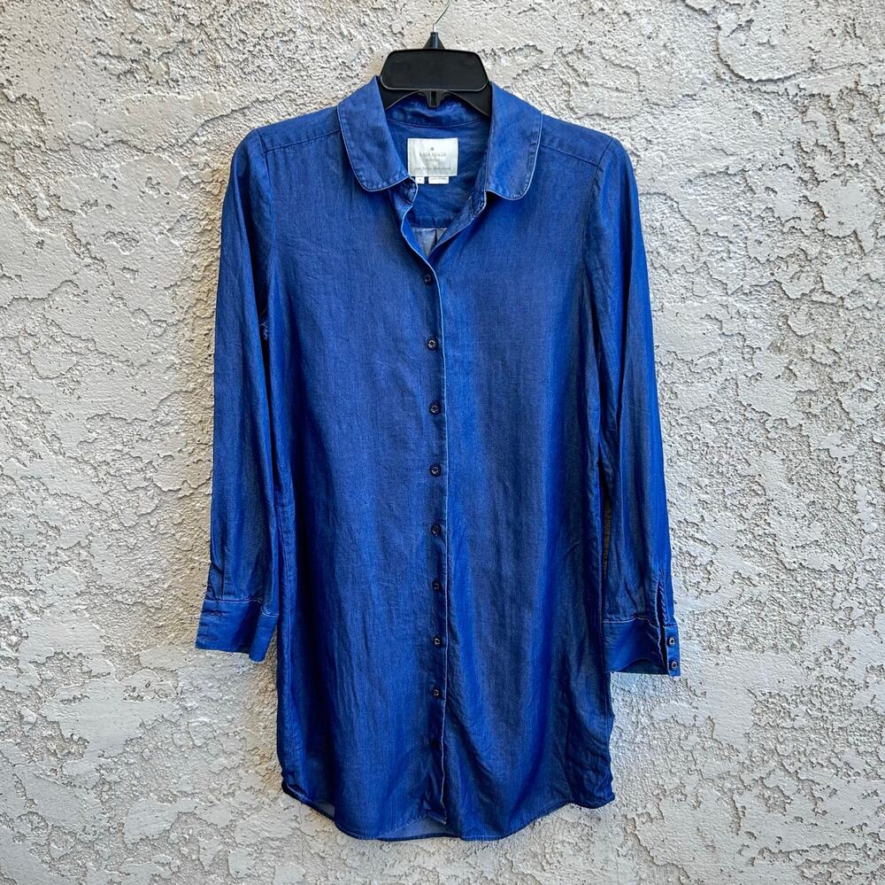 Kate Spade Indigo Chambray Button Down Denim Shirt Dress Size 4